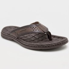 Chinelo Couro Pegada Anilina Masculino - Marrom Escuro