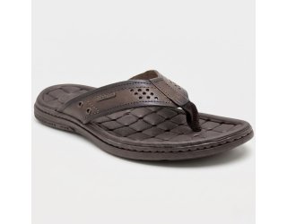 Chinelo Couro Pegada Anilina Masculino - Marrom Escuro