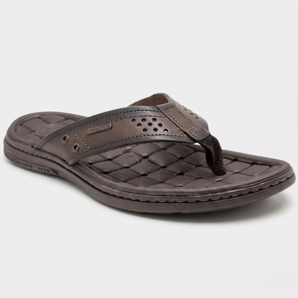 Chinelo Couro Pegada Anilina Masculino - Marrom Escuro
