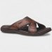 Chinelo Couro Pegada Masculino - Marrom Claro