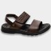 Sandália Couro Pegada Anilina Tiras Autocolantes Masculina - Marrom Escuro