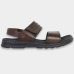 Sandália Couro Pegada Anilina Tiras Autocolantes Masculina - Marrom Escuro
