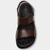 Sandália Couro Pegada Anilina Tiras Autocolantes Masculina - Marrom Escuro