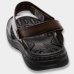 Sandália Couro Pegada Anilina Tiras Autocolantes Masculina - Marrom Escuro