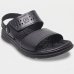 Sandália Couro Pegada Anilina Tiras Autocolantes Masculina - Preto