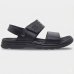 Sandália Couro Pegada Anilina Tiras Autocolantes Masculina - Preto