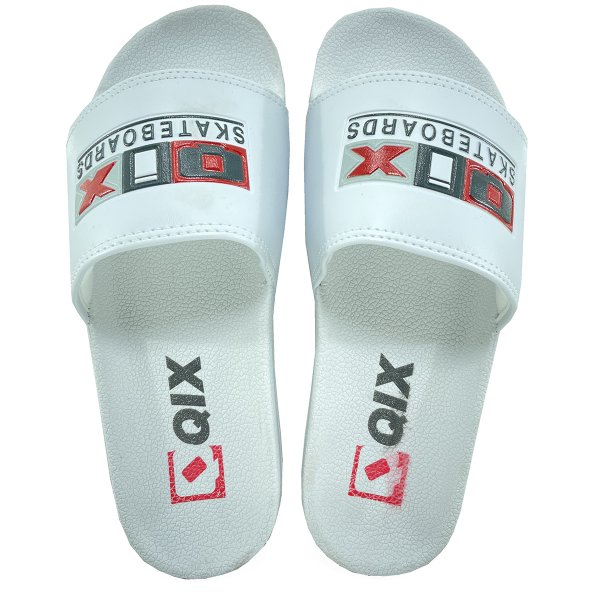 Chinelo Slide Qix Skateboards Masculino - Branco e Preto