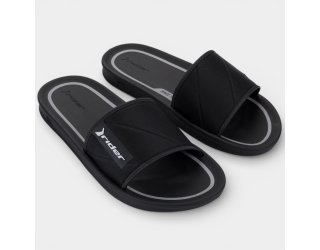 Chinelo Rider Slide Street Listra Masculino - Preto e Cinza