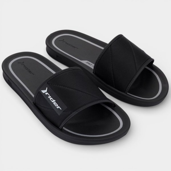 Chinelo Rider Slide Street Listra Masculino - Preto e Cinza
