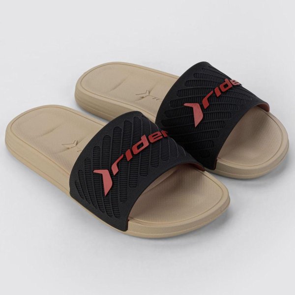 Chinelo Slide Rider Free II Masculino - Bege e Preto